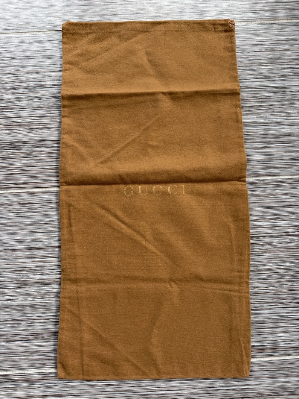 Vintage Gucci Brown Gold Logo Drawstring Dust Bag 13x25